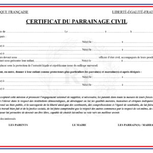 CERTIFICAT DU PARRAINAGE CIVIL