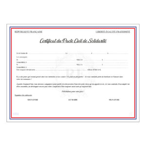 CERTIFICAT DU PACTE CIVIL DE SOLIDARITÉ